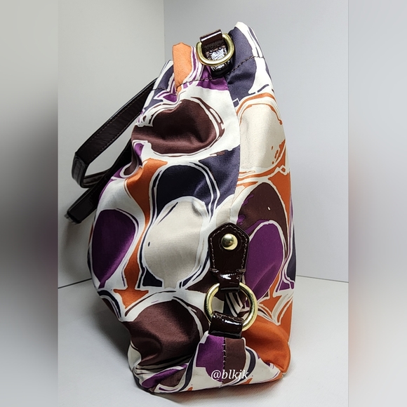 Coach Ashley Satin And Leather Satchel *Cream/Multi* EUC - Picture 6 of 16